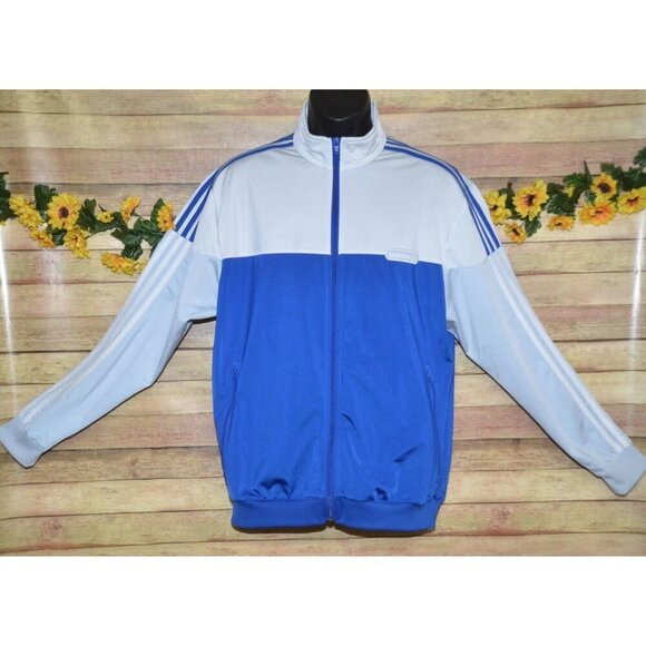 Adidas Blue & White Split Firebird Jacket Men's Large L Color Block Classic - Picture 4 of 11